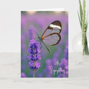 Sympathy Glasswing Butterfly On Lavender Card