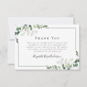 Sympathy Greenery Eucalyptus Funeral Thank You Card