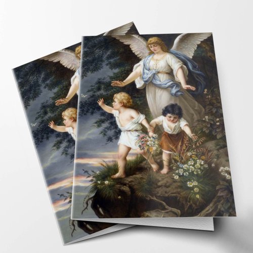 Sympathy Guardian Angels Funeral Thank You Card