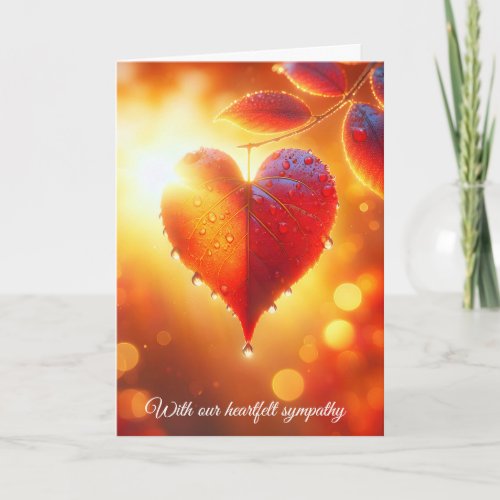 Sympathy Hanging Autumn Heart Leaf Card