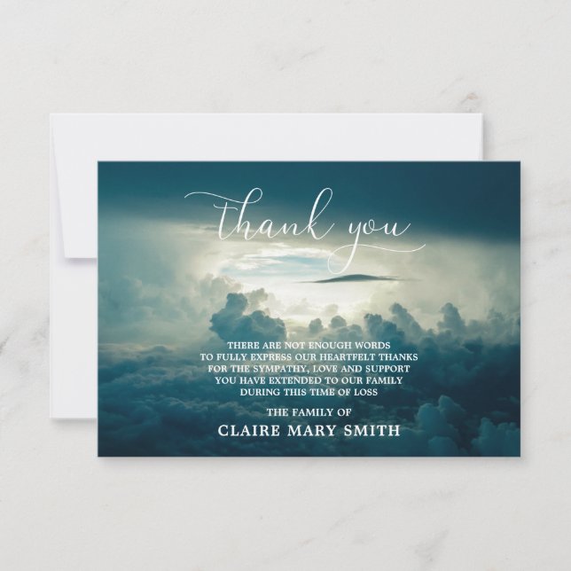 Sympathy Heaven THANK YOU Memorial Funeral PHOTO (Front)