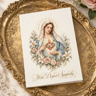 Sympathy Immaculate Heart of Mary Floral Catholic Card