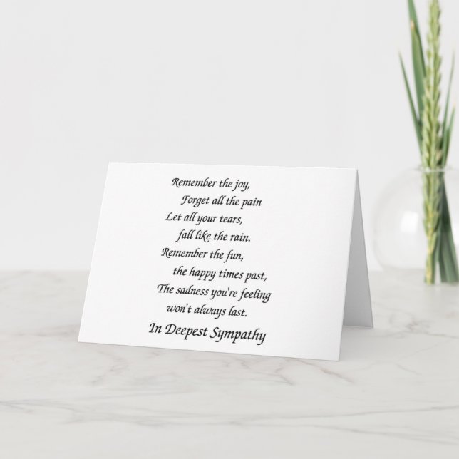 SYMPATHY IN YOUR TIME OF LOSS-MEMORIES TO CHERISH CARD (Front)