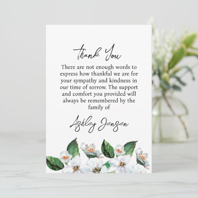 Sympathy Jasmine Funeral Thank You Card (Standing Front)