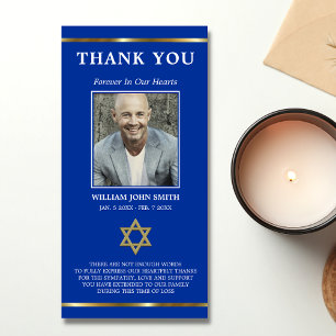 Sympathy Jewish Star of David THANK YOU   Photo Card