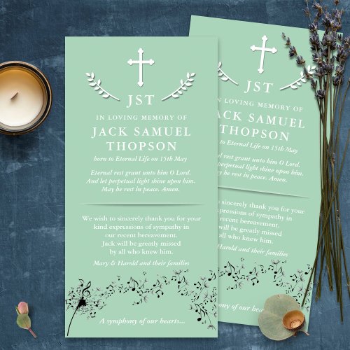 Sympathy Loss Music Notes Funeral Thank You Cards