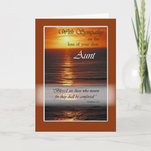 Sympathy Loss of Aunt Sunset Over Ocean Relig Card