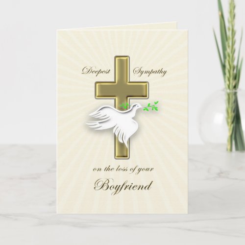 Sympathy loss of boyfriend golden cross and dove card