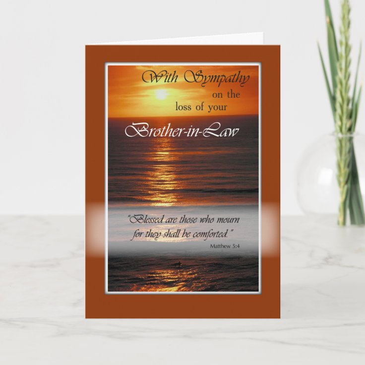 Sympathy Loss of Brother-in-Law, Sunset Over Ocean Card | Zazzle