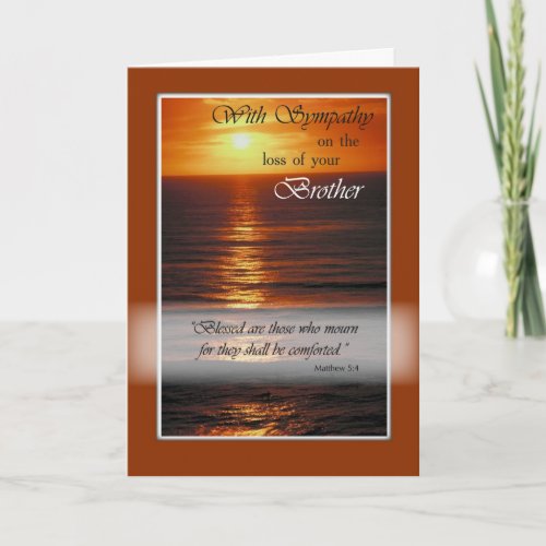 Sympathy Loss of Brother Sunset Over Ocean Relig Card
