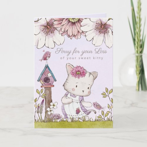 Sympathy Loss of Cat Watercolor Illustration Card