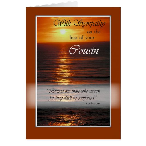 Sympathy Loss of Cousin, Sunset Over Ocean, Relig Card | Zazzle