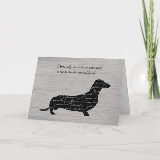 Sympathy, Loss of Dog, Dachshund Word Collage Card (Front)