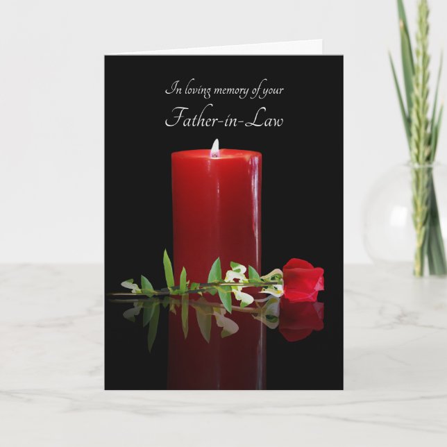 Sympathy Loss of Father in Law Candle and Rose  Card (Front)