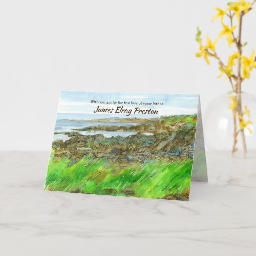 Sympathy Loss Of Father Ocean Coast Custom Name Card