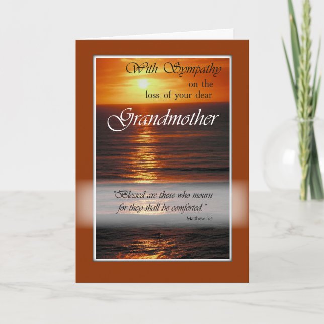 Sympathy Loss of Grandmother, Sunset Over Ocean, Card (Front)
