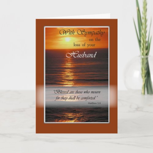 Sympathy Loss of Husband Sunset Over Ocean Card