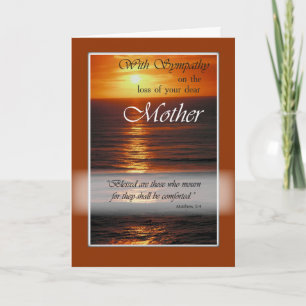Sympathy Loss of Mother, Sunset Over Ocean, Relig Card