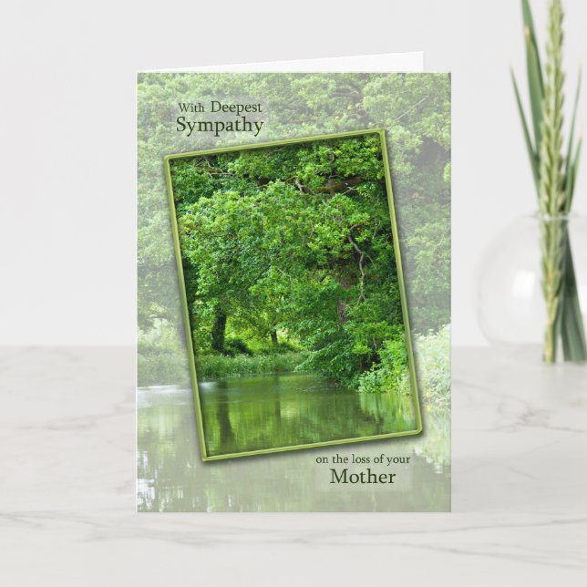Sympathy loss of mother tranquil river scene card (Front)