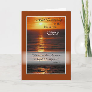 Sympathy Loss of Sister, Sunset Over Ocean, Relig Card