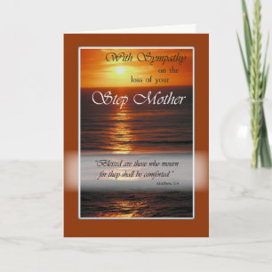 Sympathy Loss of Step Mother, Sunset Over Ocean Card