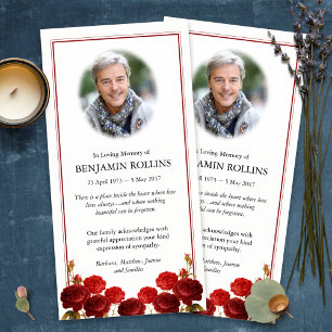 Sympathy Loss Red Rose Funeral Thank You Cards