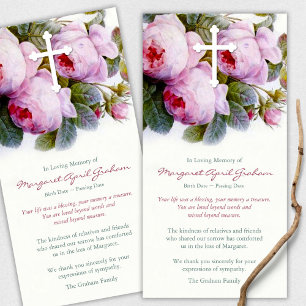 Sympathy Loss Rose & Cross Funeral Thank You Cards
