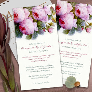 Sympathy Loss Roses Pink Funeral Thank You Cards