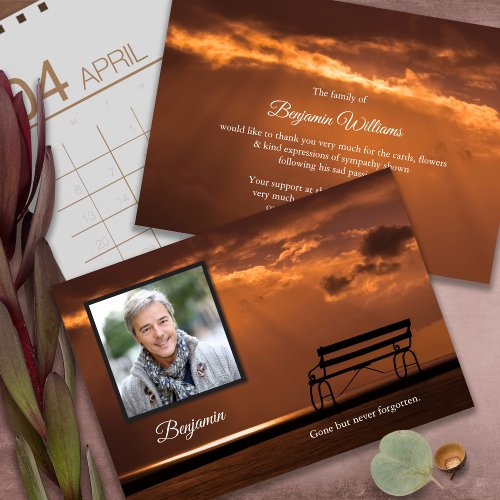 Sympathy Loss Sunset Photo Funeral Thank You Cards