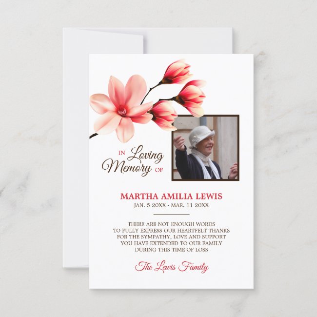 Sympathy Loving Memory Floral THANK YOU | PHOTO