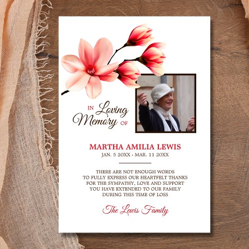 Sympathy Loving Memory Floral THANK YOU  PHOTO