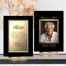 Sympathy Memorial Elegant Gold PHOTO Thank You