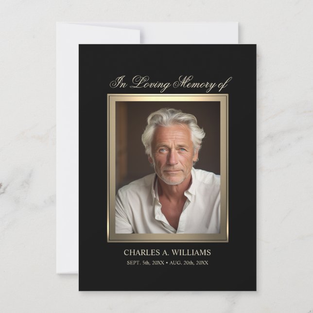Sympathy Memorial Gold PHOTO Thank You Poem Card (Back)