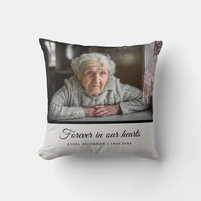 Sympathy Memorial In Loving Memory | Photo Throw Pillow (Front)