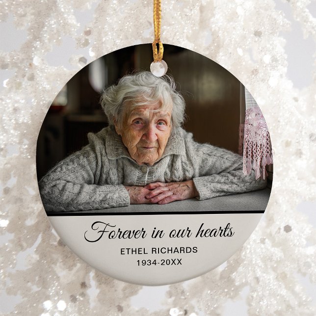 Sympathy Memorial In Loving Memory | Two Photo Ceramic Ornament (Creator Uploaded)