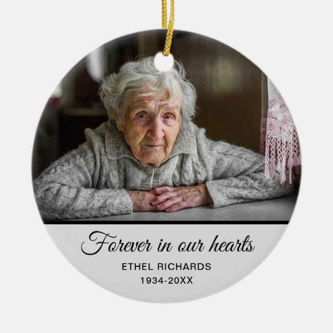 Sympathy Memorial In Loving Memory | Two Photo Ceramic Ornament