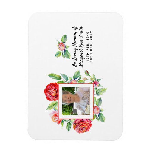 Sympathy Memorial Photo Bereavement Loss Roses Magnet Zazzle 