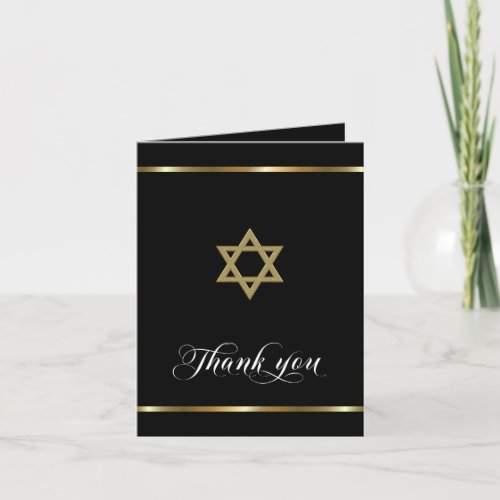 Sympathy Memorial Religious Jewish Black Gold Thank You Card