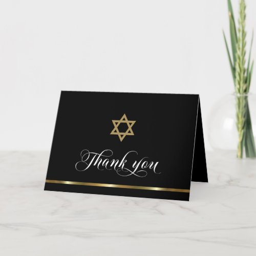 Sympathy Memorial Religious Jewish Black Gold Thank You Card
