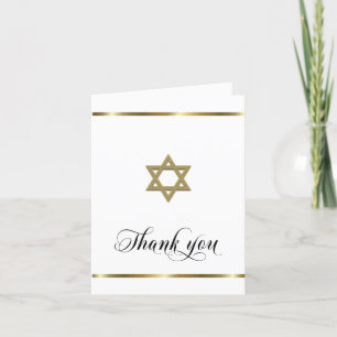 Sympathy Memorial Religious Jewish White Gold Letterpress Thank You Card