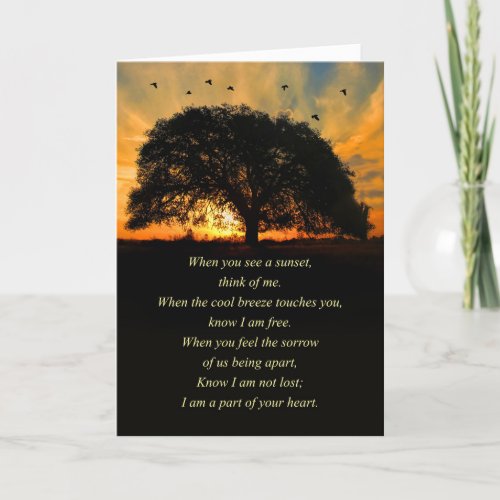 Sympathy Memorial Spiritual Poem with Oak Tree Card