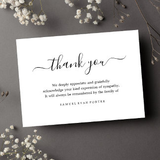 Sympathy Memorial Thank You Bereavement Card
