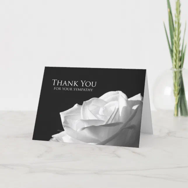 Sympathy Memorial Thank You Card -- White Rose | Zazzle