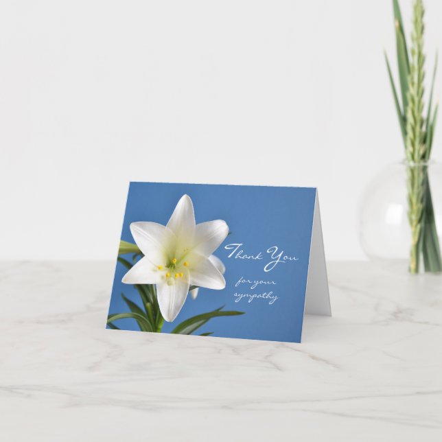 Sympathy Memorial Thank You Note Card, Easter Lily (Front)