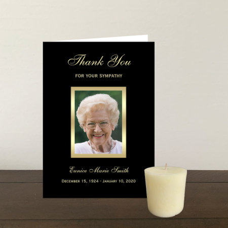 Sympathy Memorial Thank You Note Card With Photo