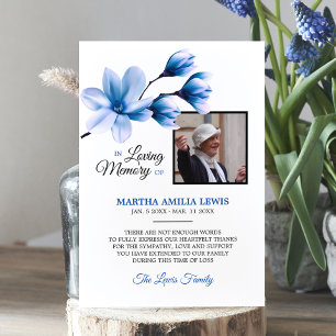 Sympathy Memory Floral Blue THANK YOU PHOTO