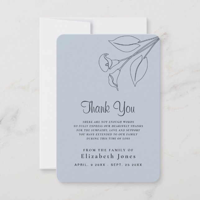 Sympathy Memory Flower Thank You Card (Front)