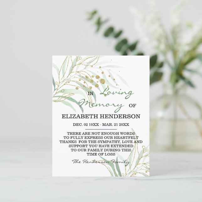 Sympathy Memory /Thank you. (Standing Front)