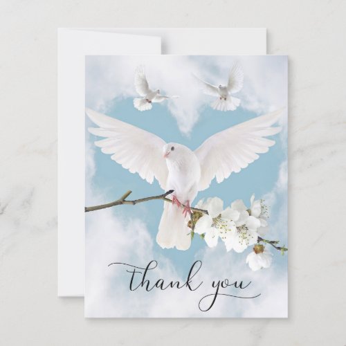 Sympathy Memory White Dove Heaven In Memory PHOTO Thank You Card