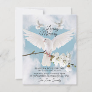 Sympathy Memory White Dove Heaven In Memory Thank Invitation